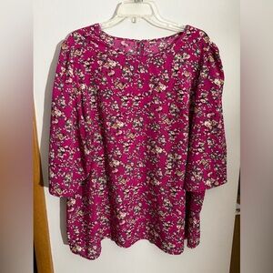 SHEIN Vibrant Pink Floral Blouse